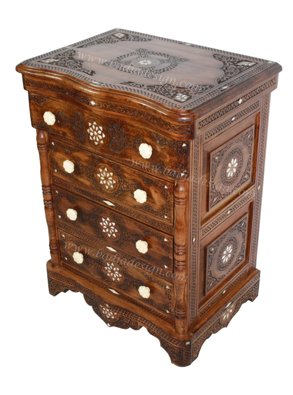 Carved Wood Bone Inlay Dresser