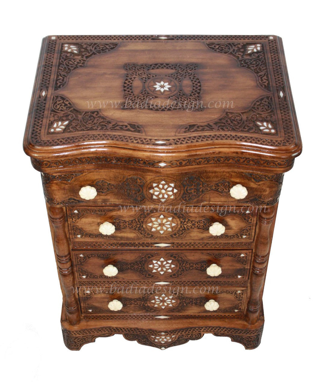 Carved Wood Bone Inlay Dresser