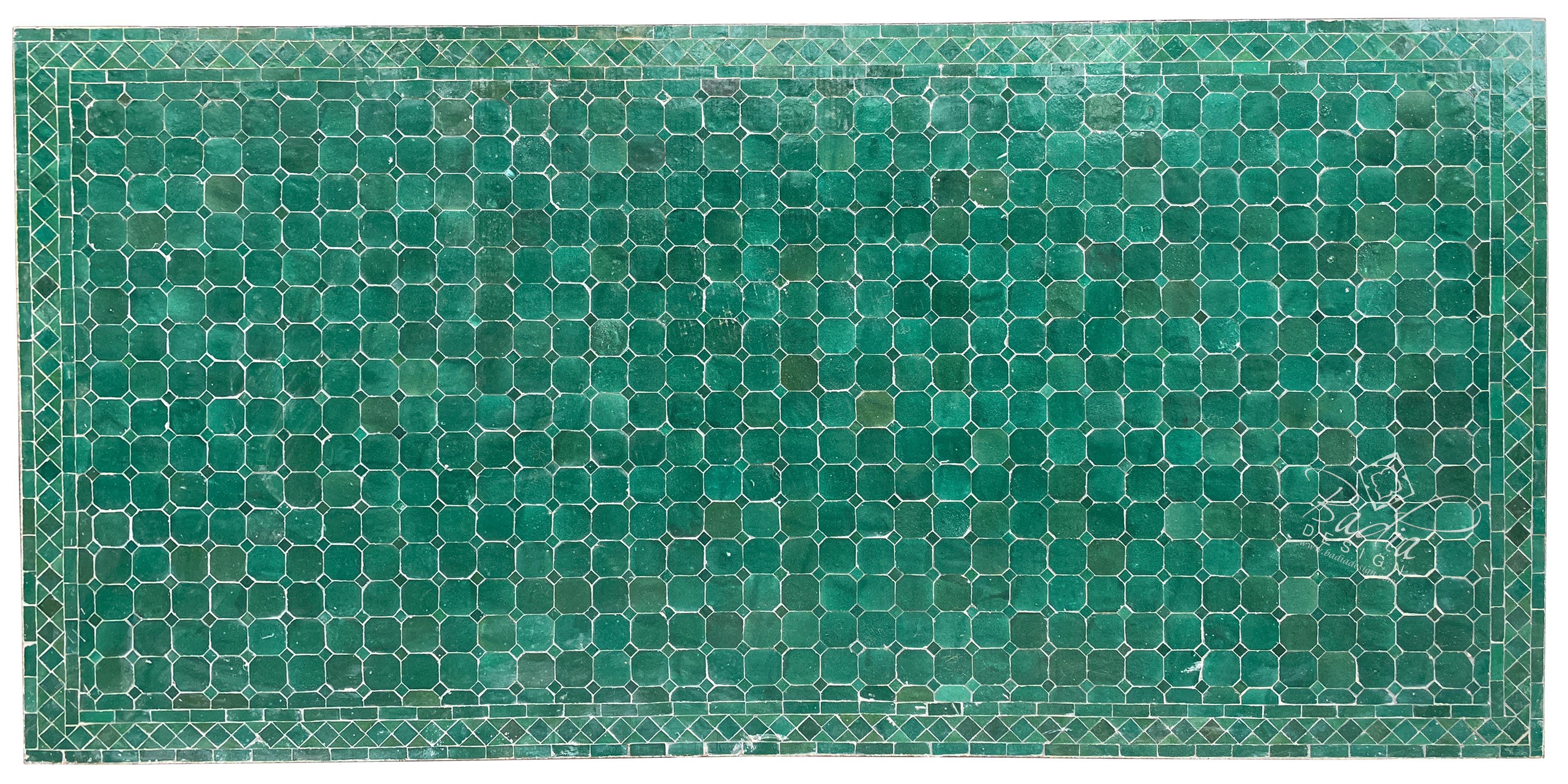 40"W x 80"L Green Rectangular Tile Table Top