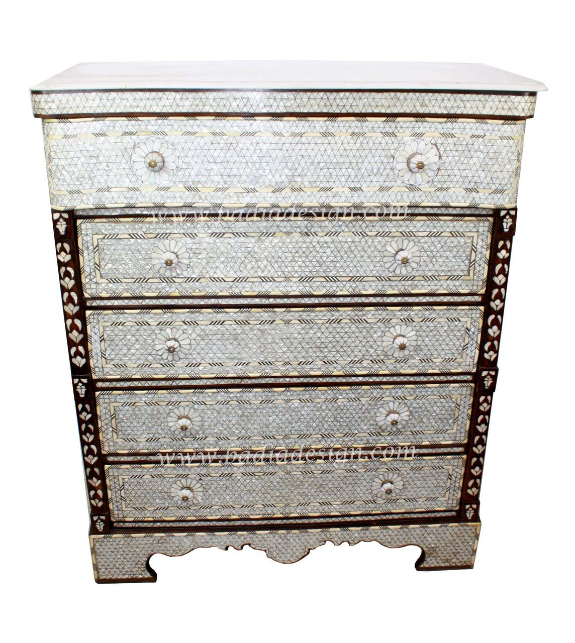 Tall Mother of Pearl Dresser