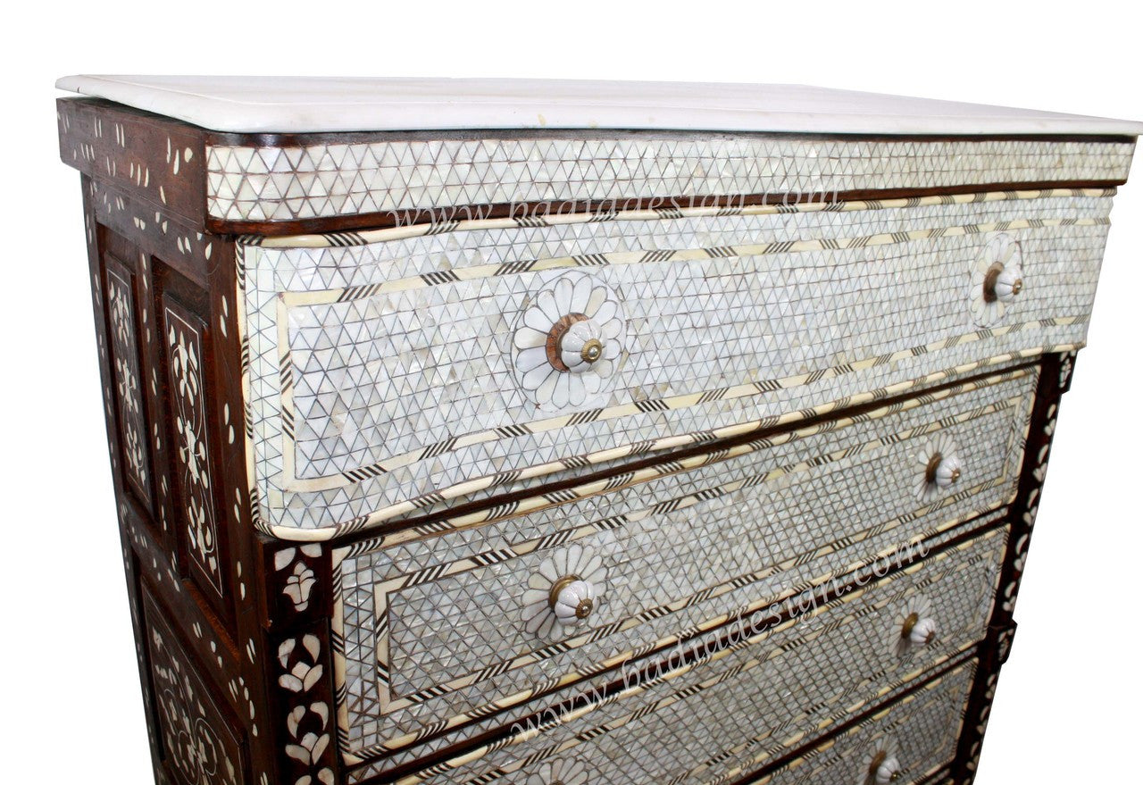 Tall Mother of Pearl Dresser