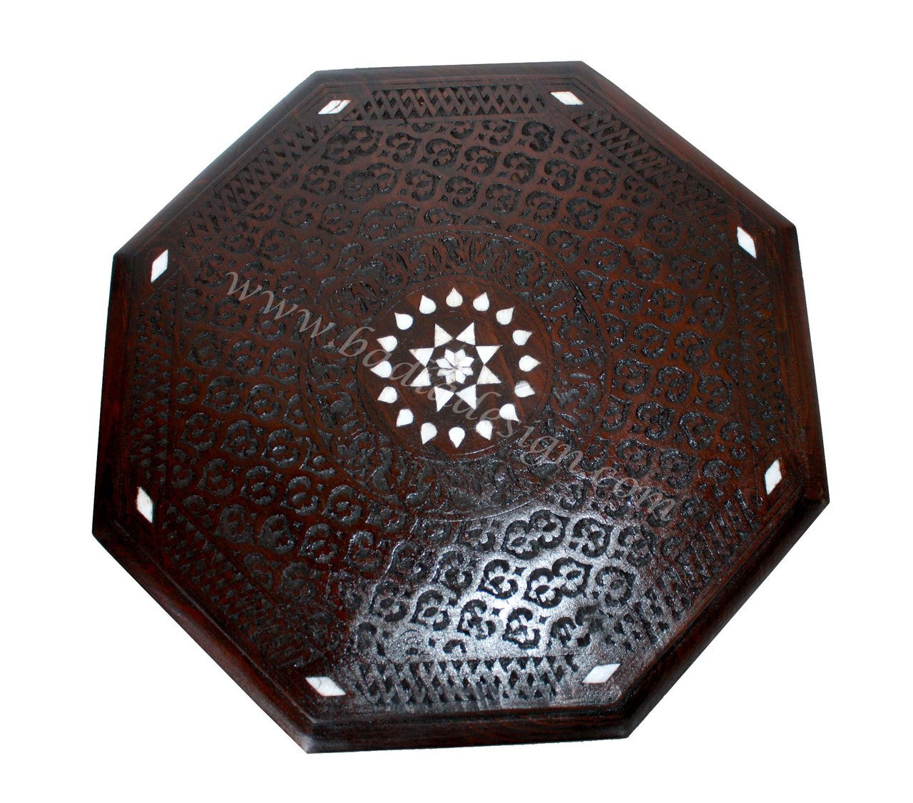 Mother of Pearl Inlaid Wooden Side Table