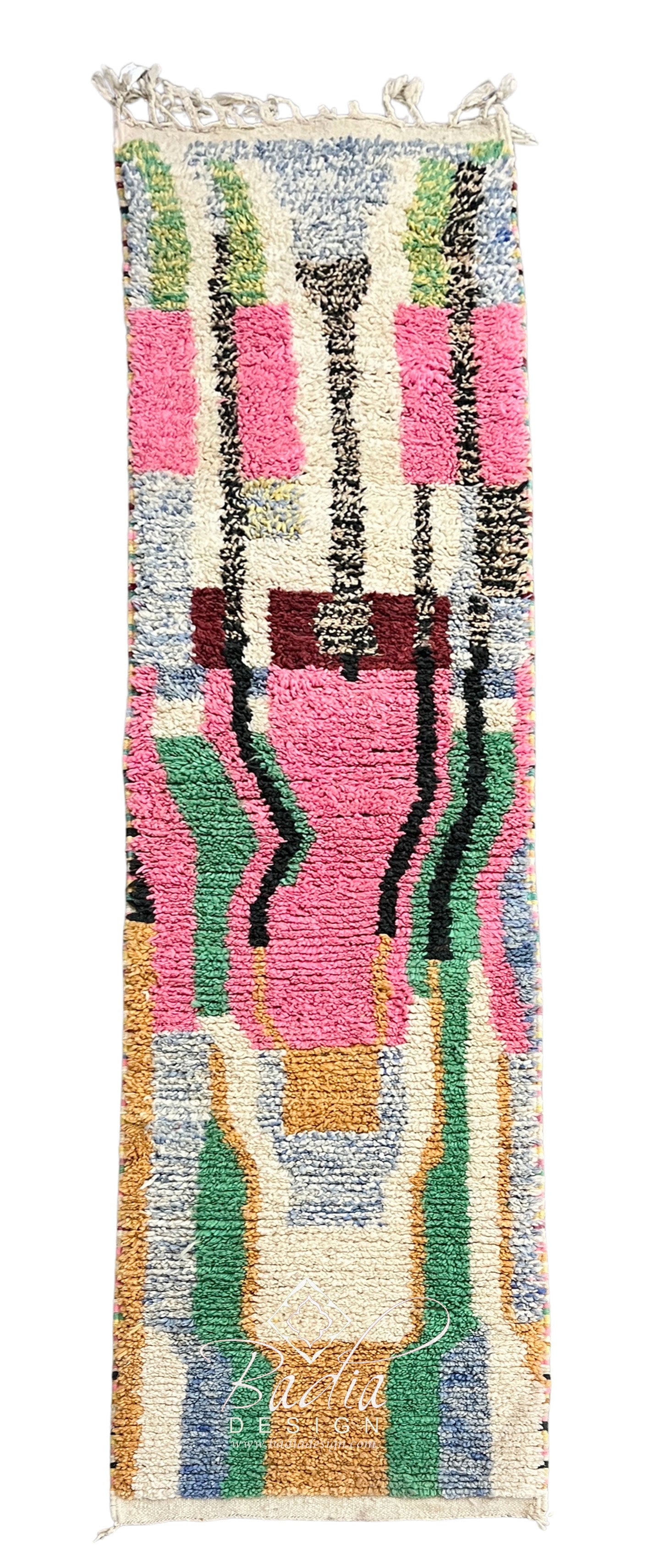 Multi-Color Moroccan Runner Rug with Abstract Designs