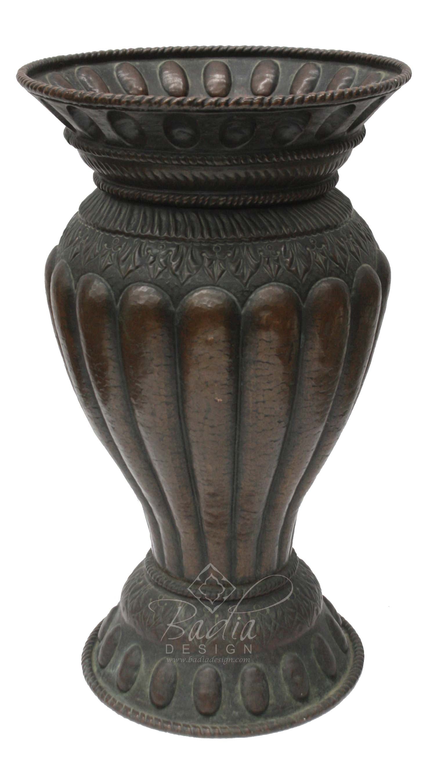 Hand Forged Embossed Dark Bronze Metal Urn