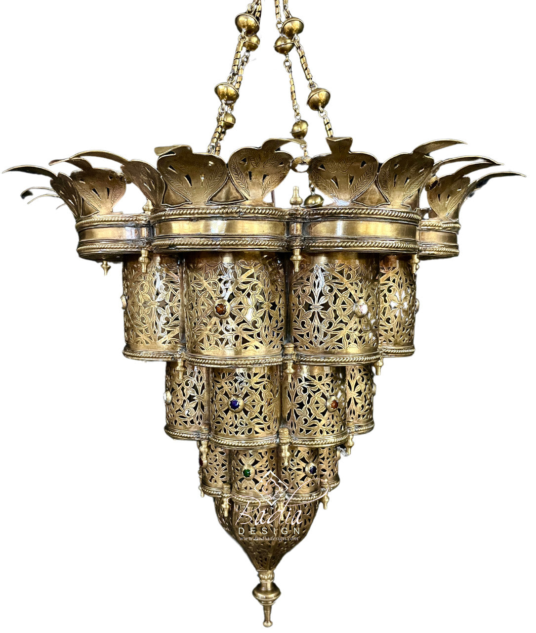 Ornate Intricately Designed Brass Chandelier