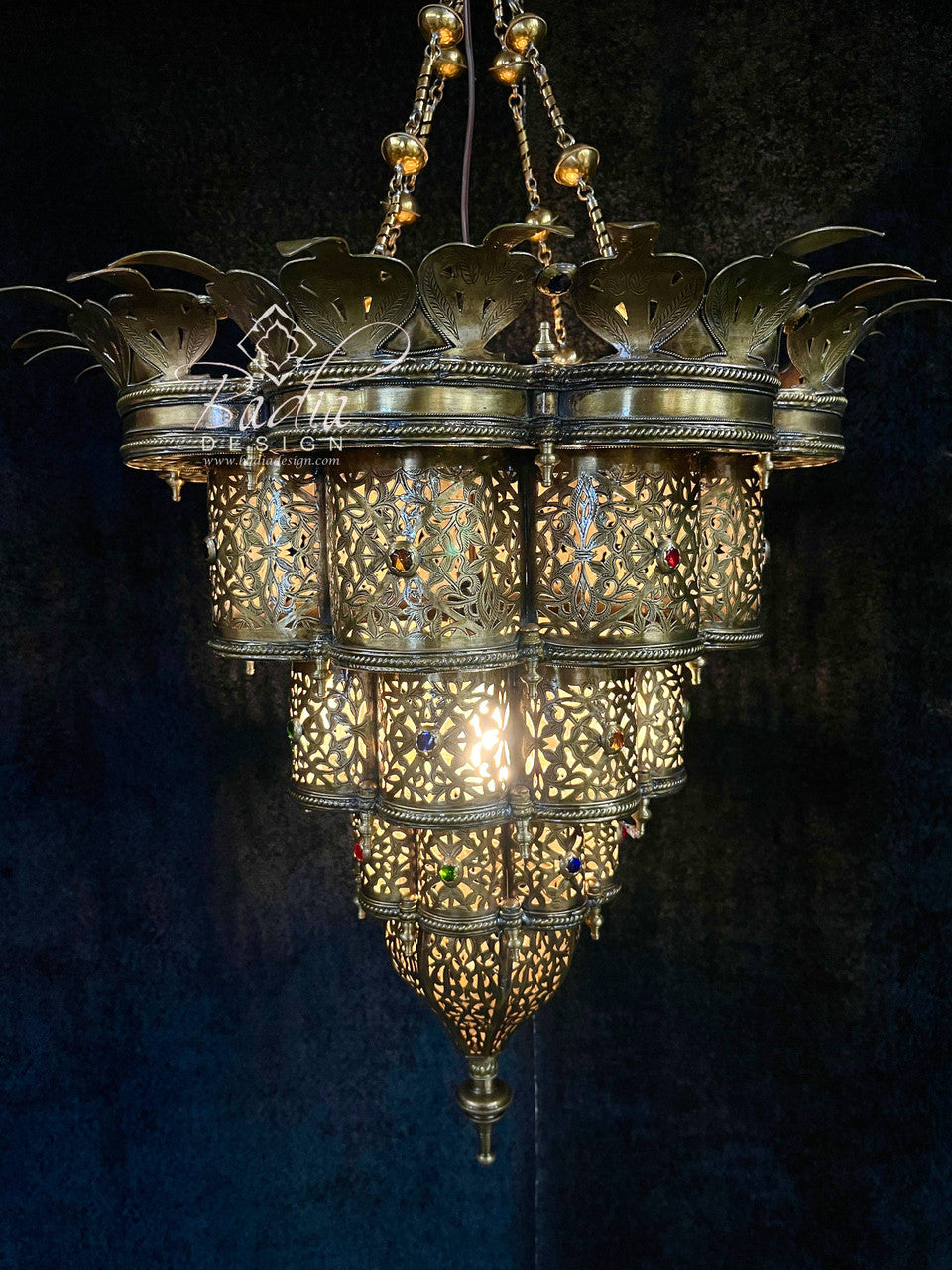 Ornate Intricately Designed Brass Chandelier