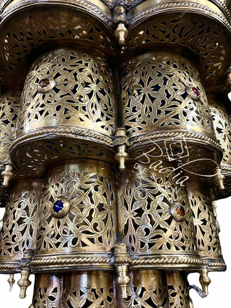 Ornate Intricately Designed Brass Chandelier