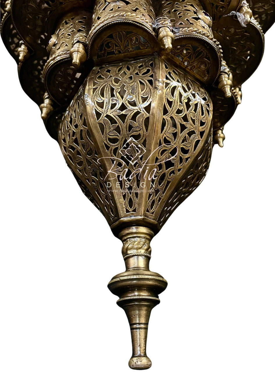 Ornate Intricately Designed Brass Chandelier