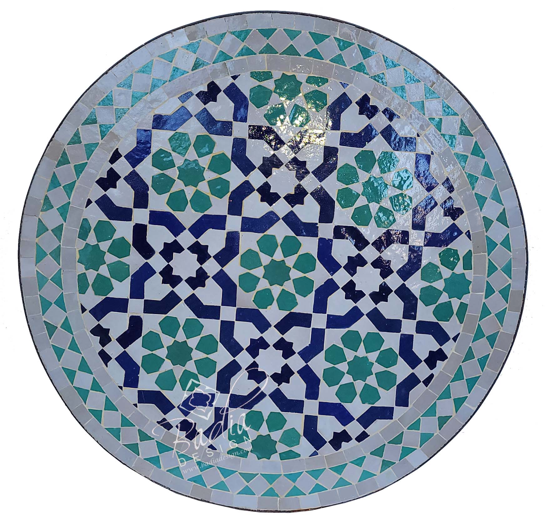 24" Intricately Designed Round Tile Table Top