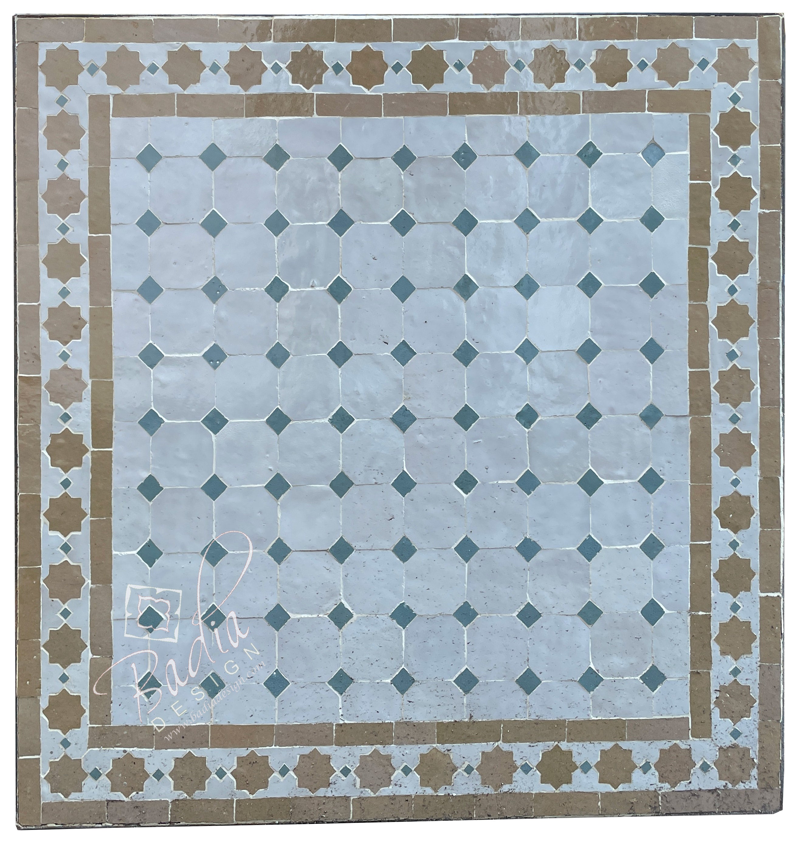 24" Square Beige Moroccan Square Tile Table Top