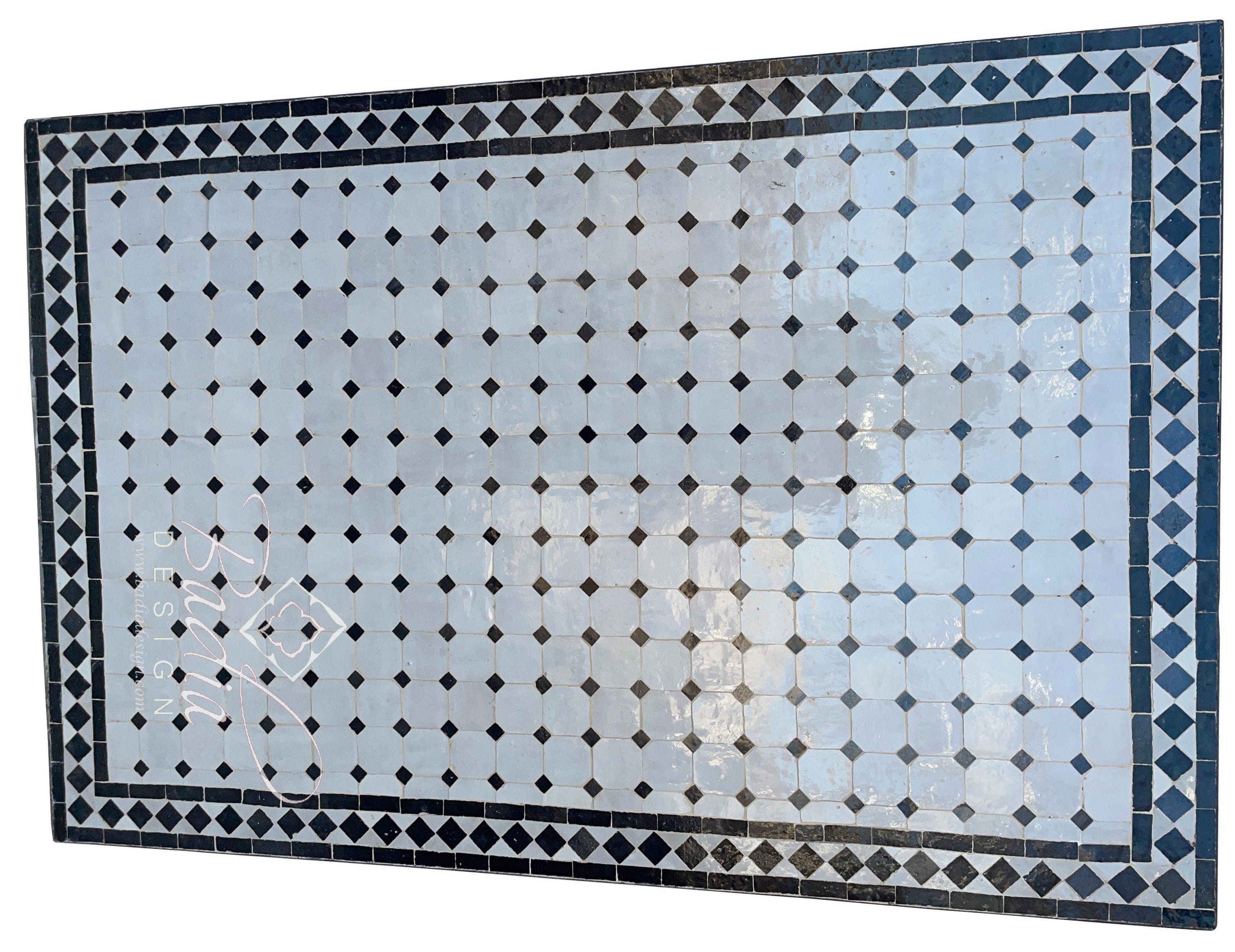32"W x 48"L Black and White Mosaic Tile Table Top