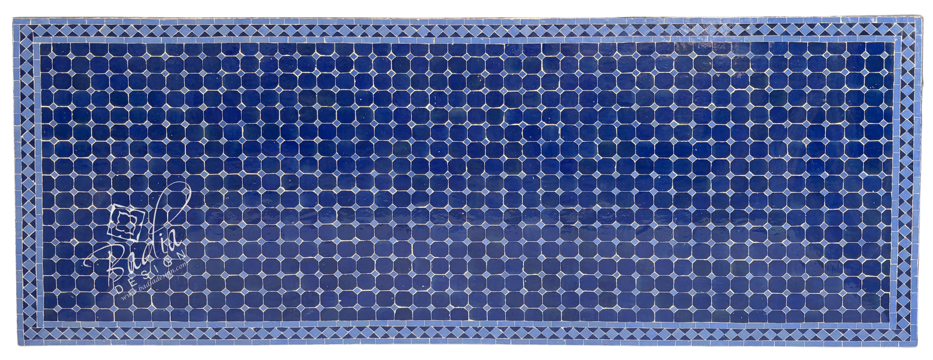 40"W x 96"L Blue Rectangular Tile Table Top