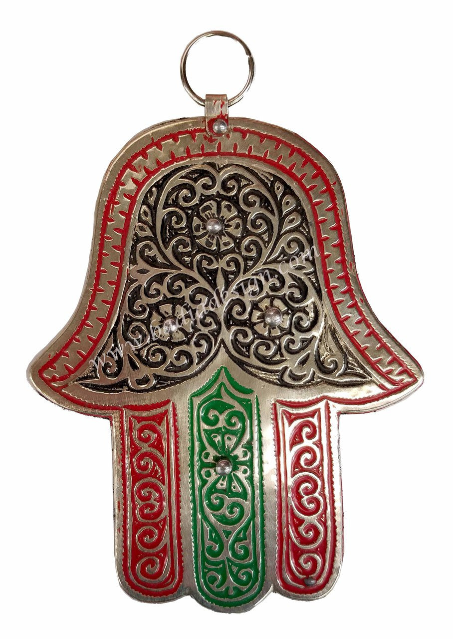 Painted Metal Khamsa Hand of Fatima