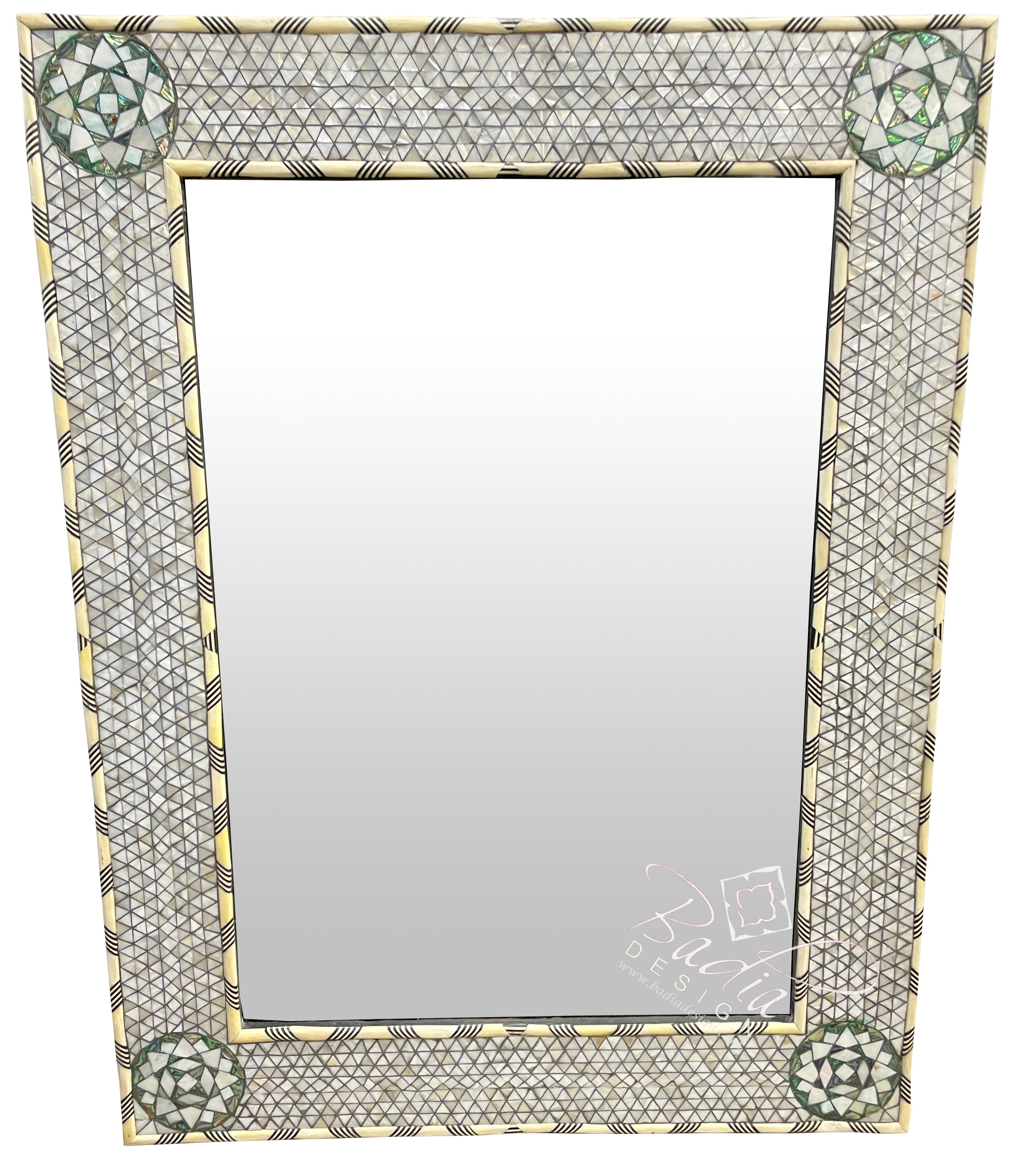 Rectangular White Mother of Pearl Inlay Mirror