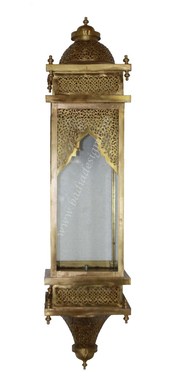 Rectangular Shaped Brass Wall Sconce with Clear Glass