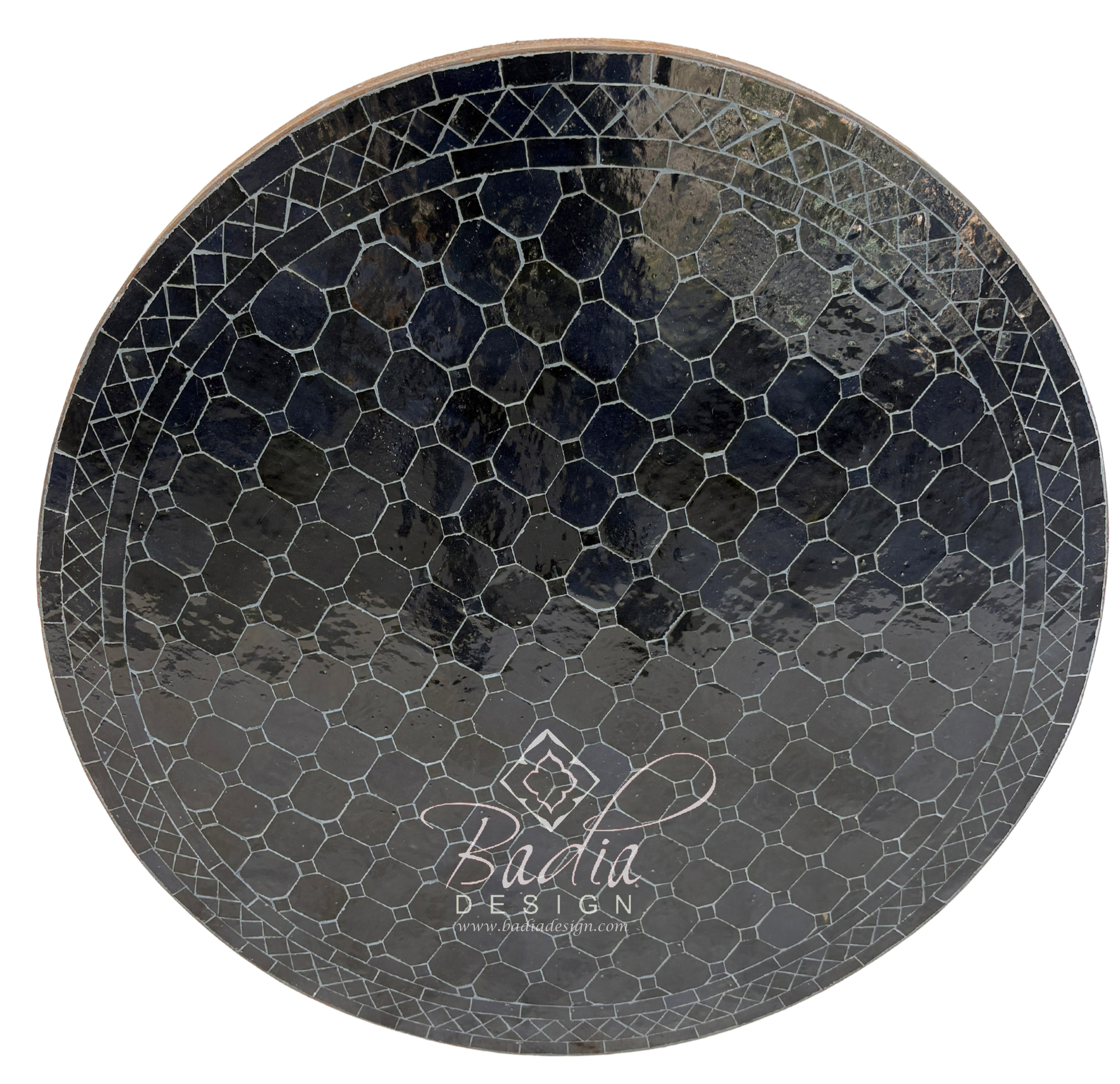 36" Solid Black Round Tile Table Top