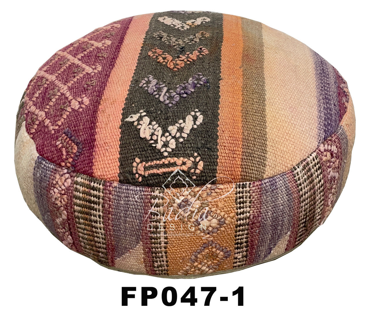 Round Kilim Floor Ottomans