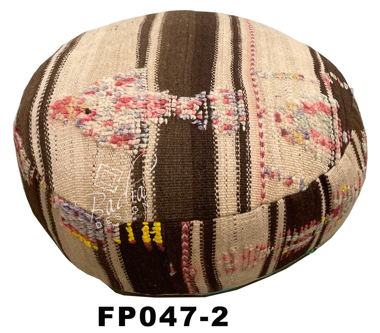 Round Kilim Floor Ottomans