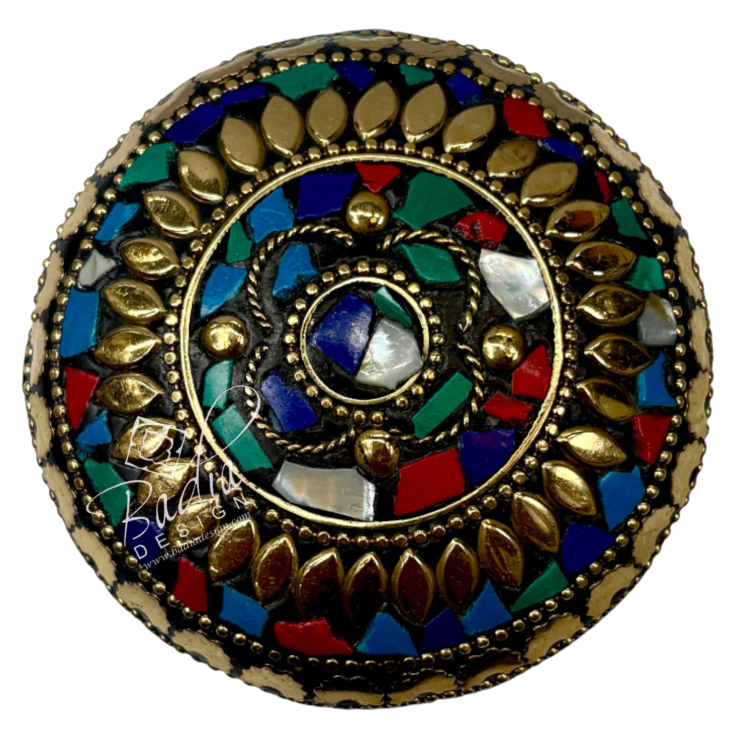 Round Decorative Container with Multi-Color Design