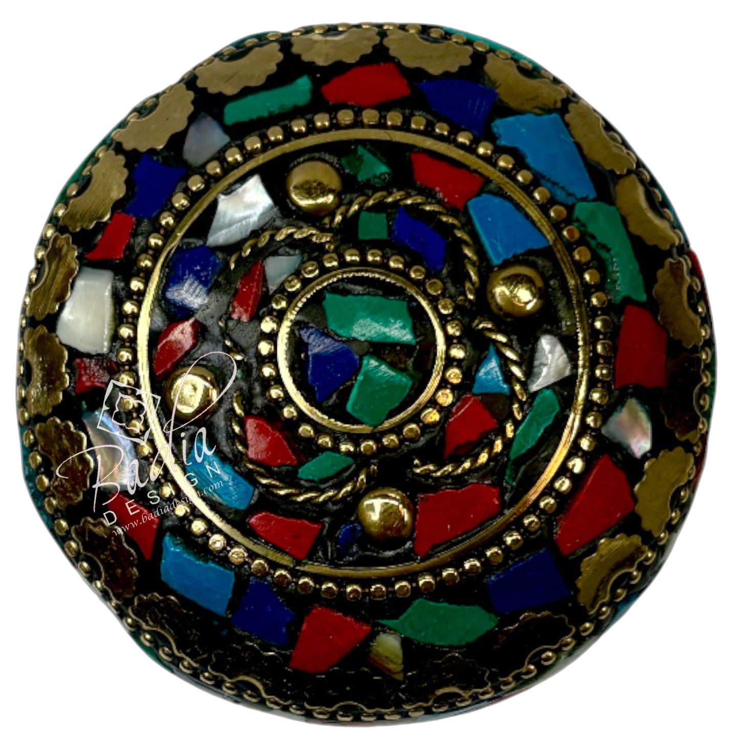 Round Decorative Container with Multi-Color Design