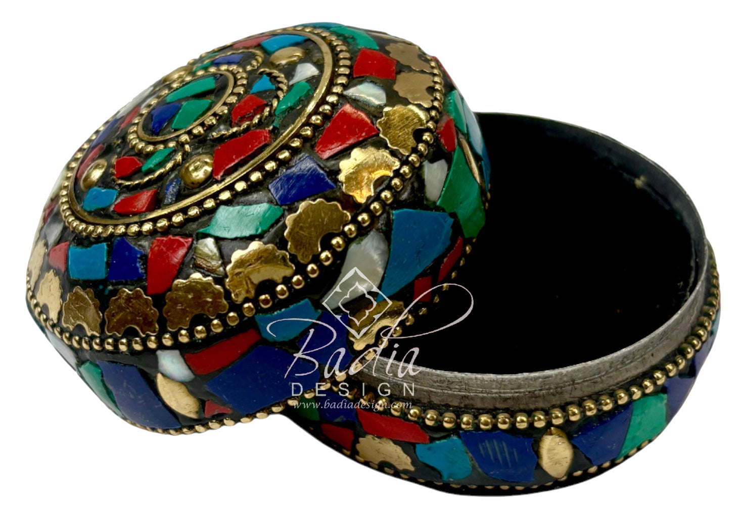 Round Decorative Container with Multi-Color Design