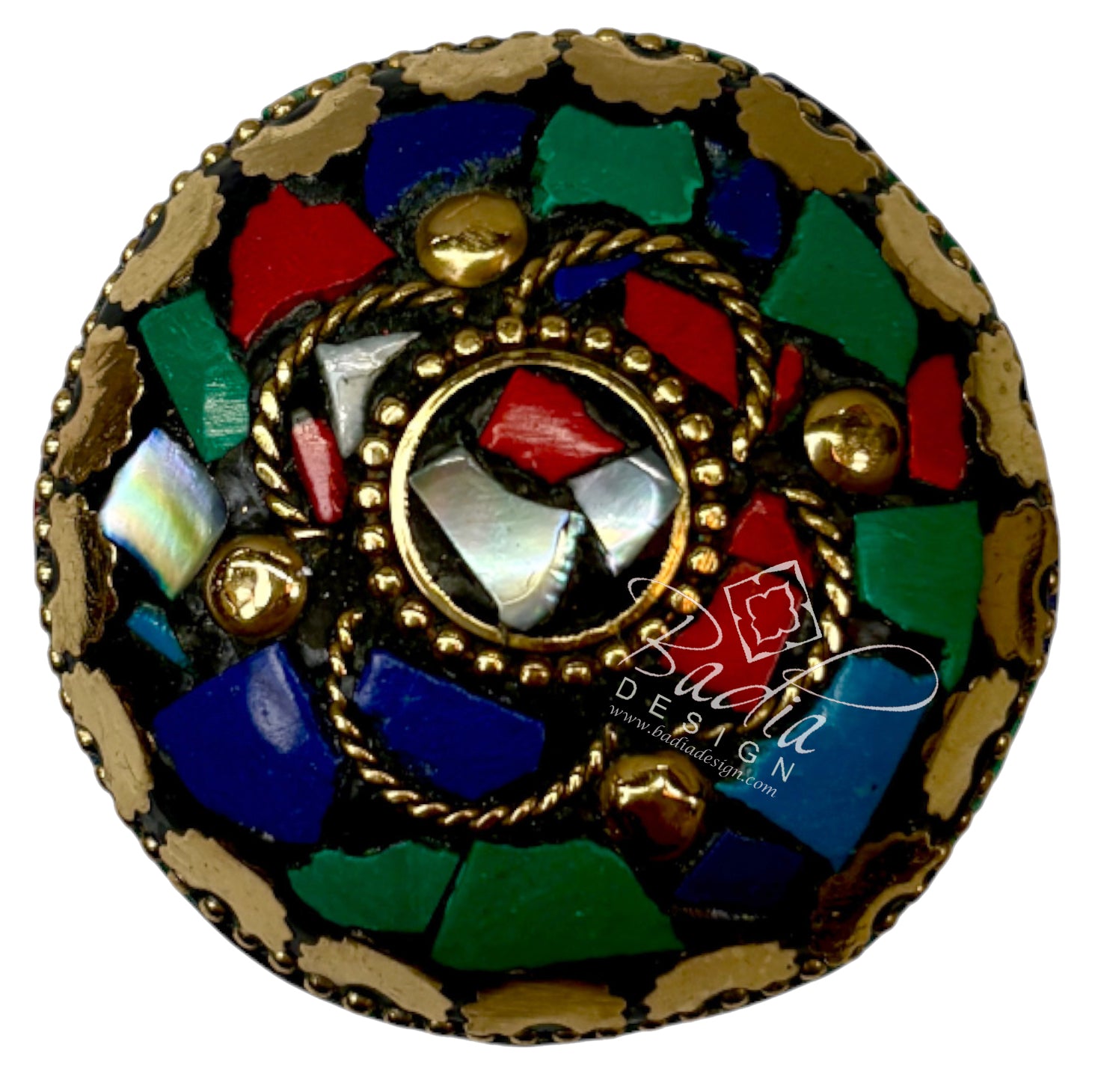 Round Decorative Container with Multi-Color Design
