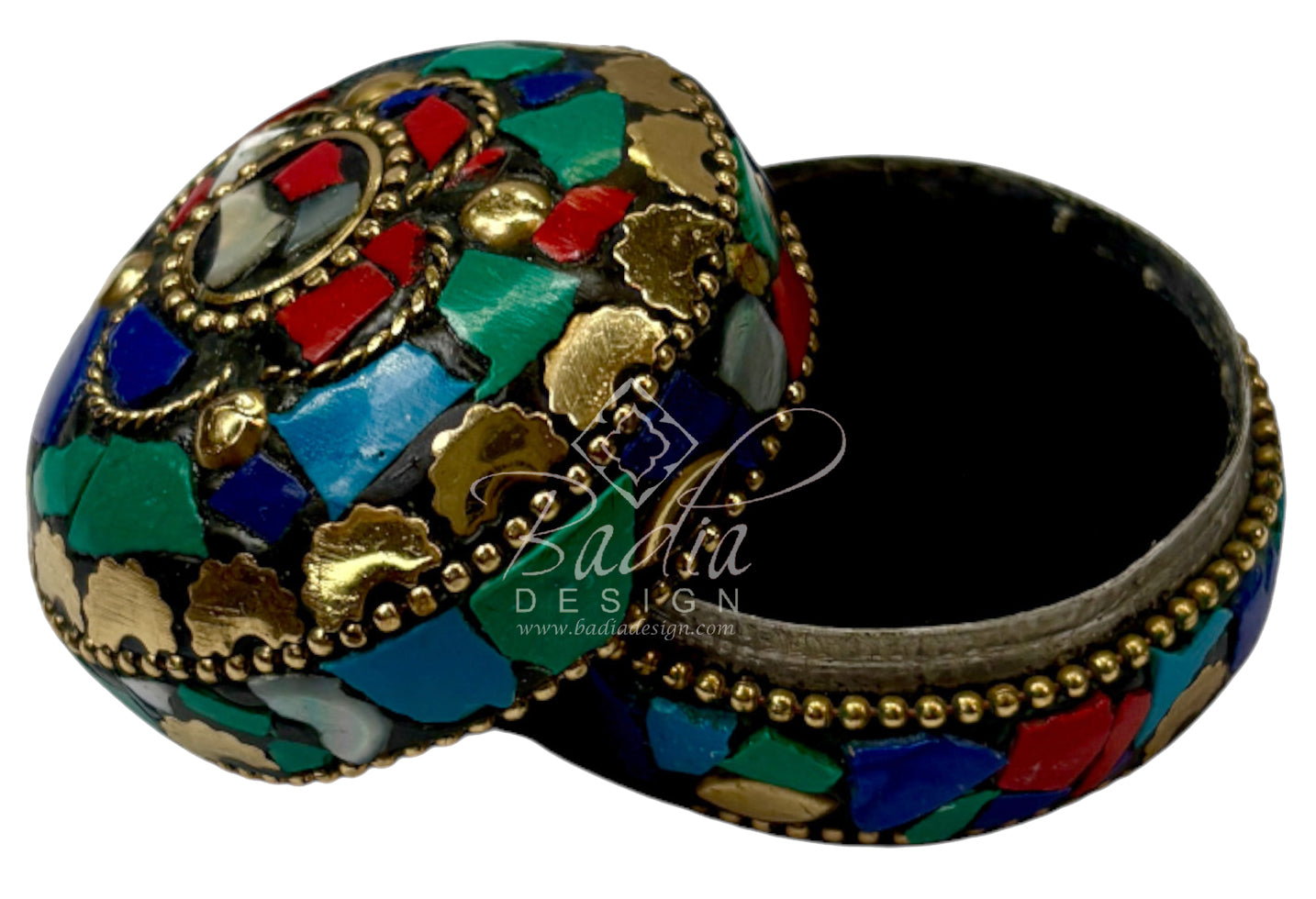 Round Decorative Container with Multi-Color Design