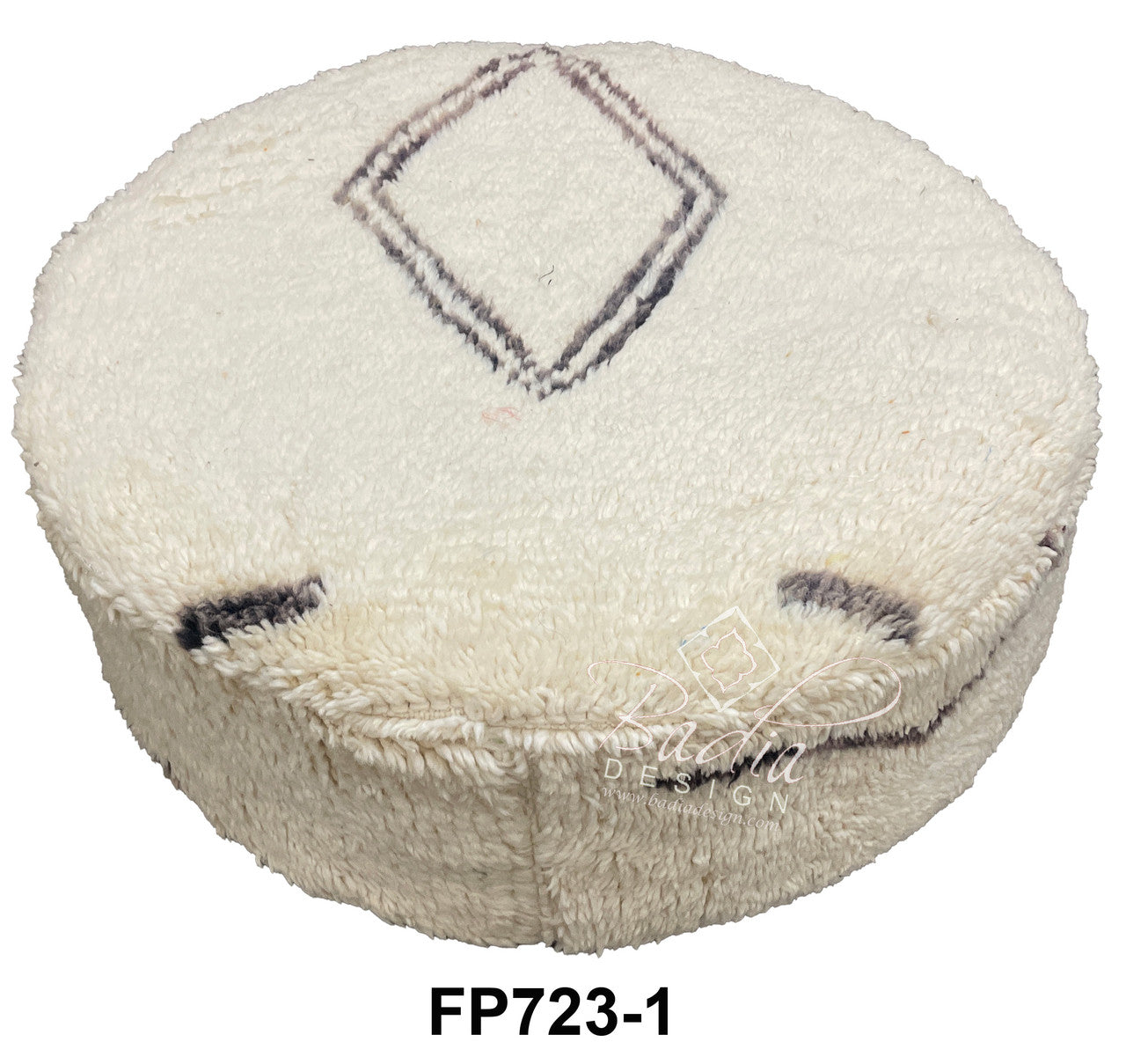 Round White Wool Ottoman Pouf