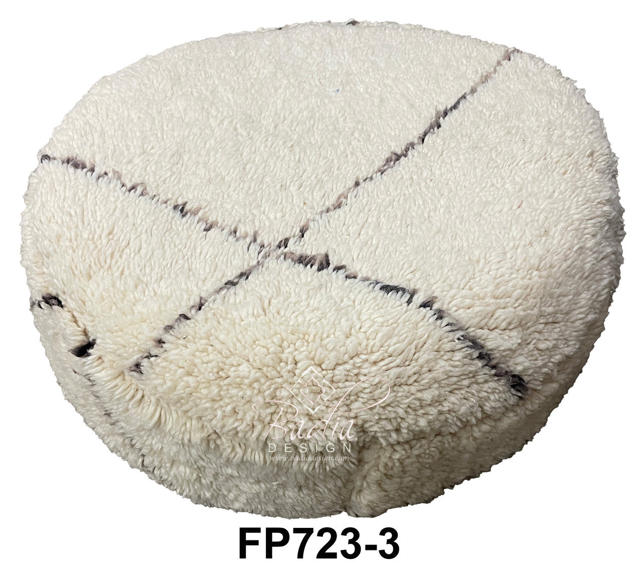 Round White Wool Ottoman Pouf
