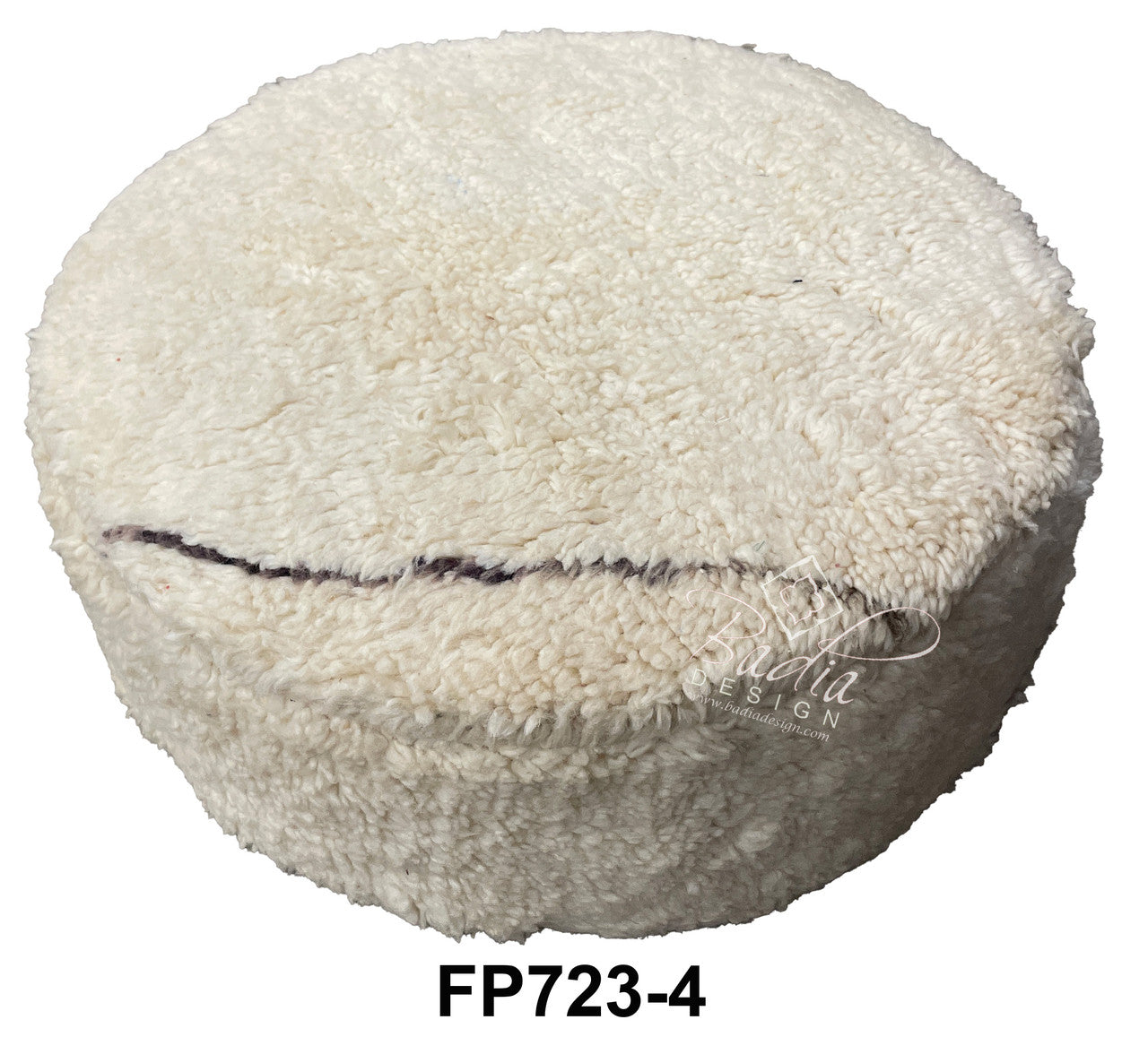 Round White Wool Ottoman Pouf