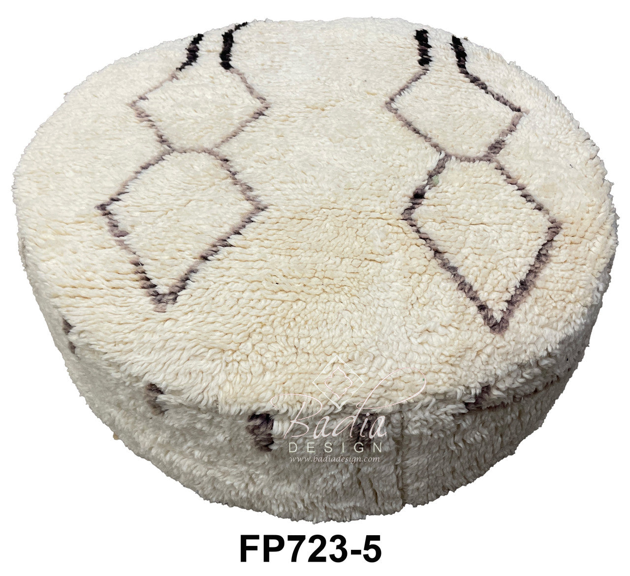 Round White Wool Ottoman Pouf