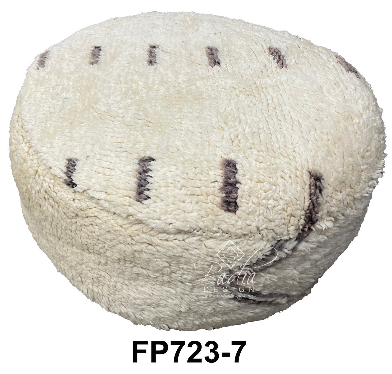 Round White Wool Ottoman Pouf