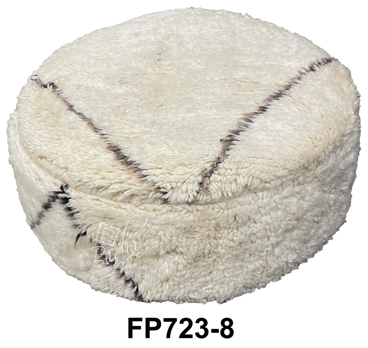 Round White Wool Ottoman Pouf