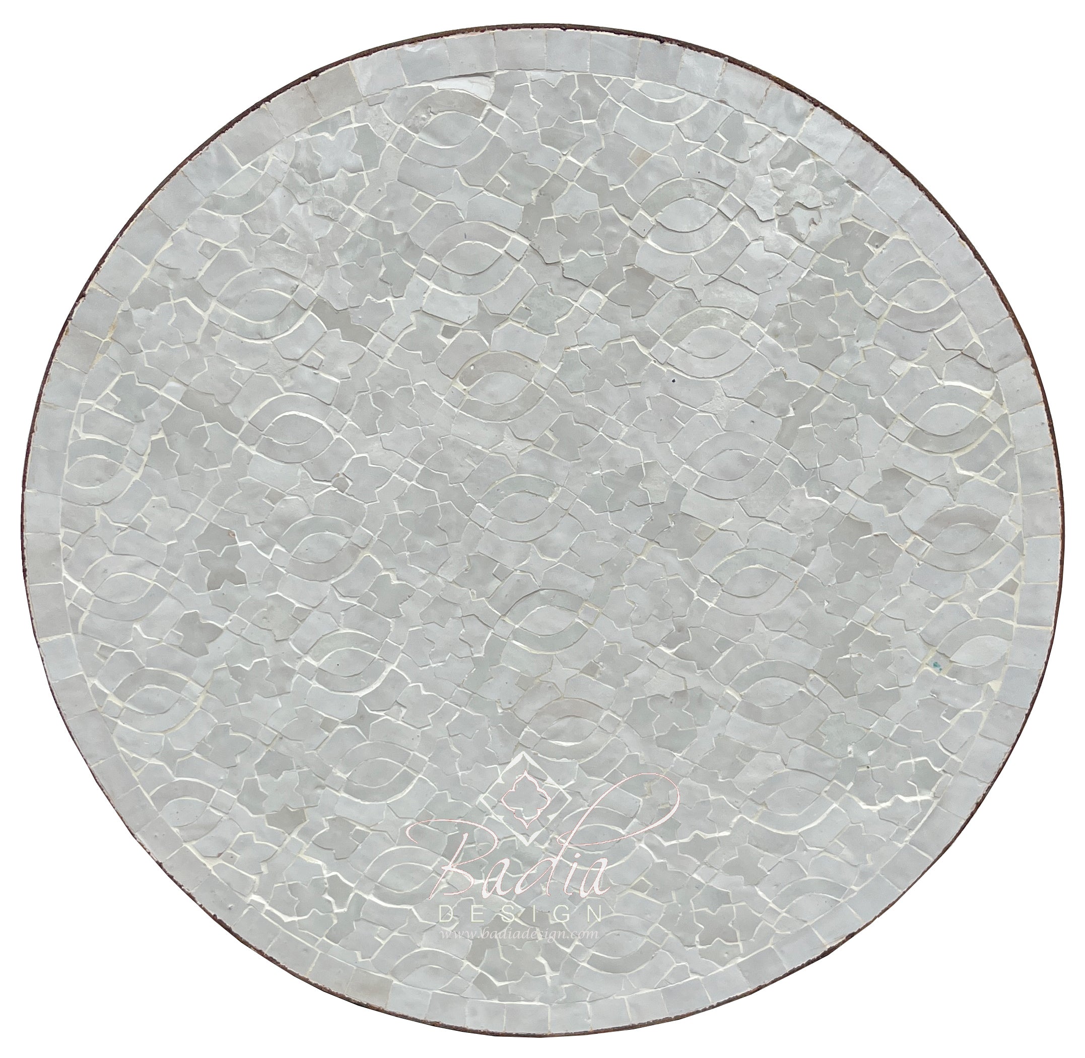 24" Round White Tile Table Top