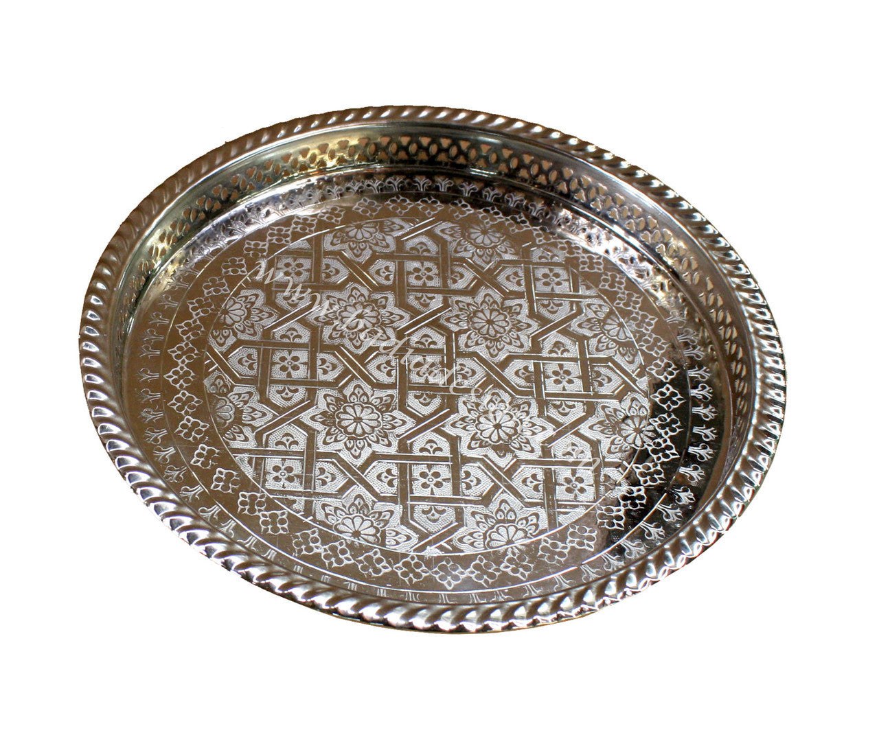 Round Engraved Silver Tray