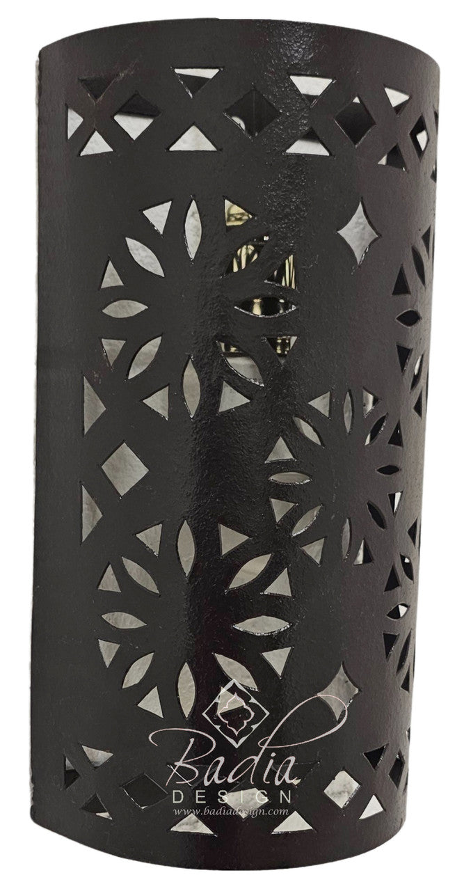 Rustic Iron Wall Sconce with Geometric Cutouts