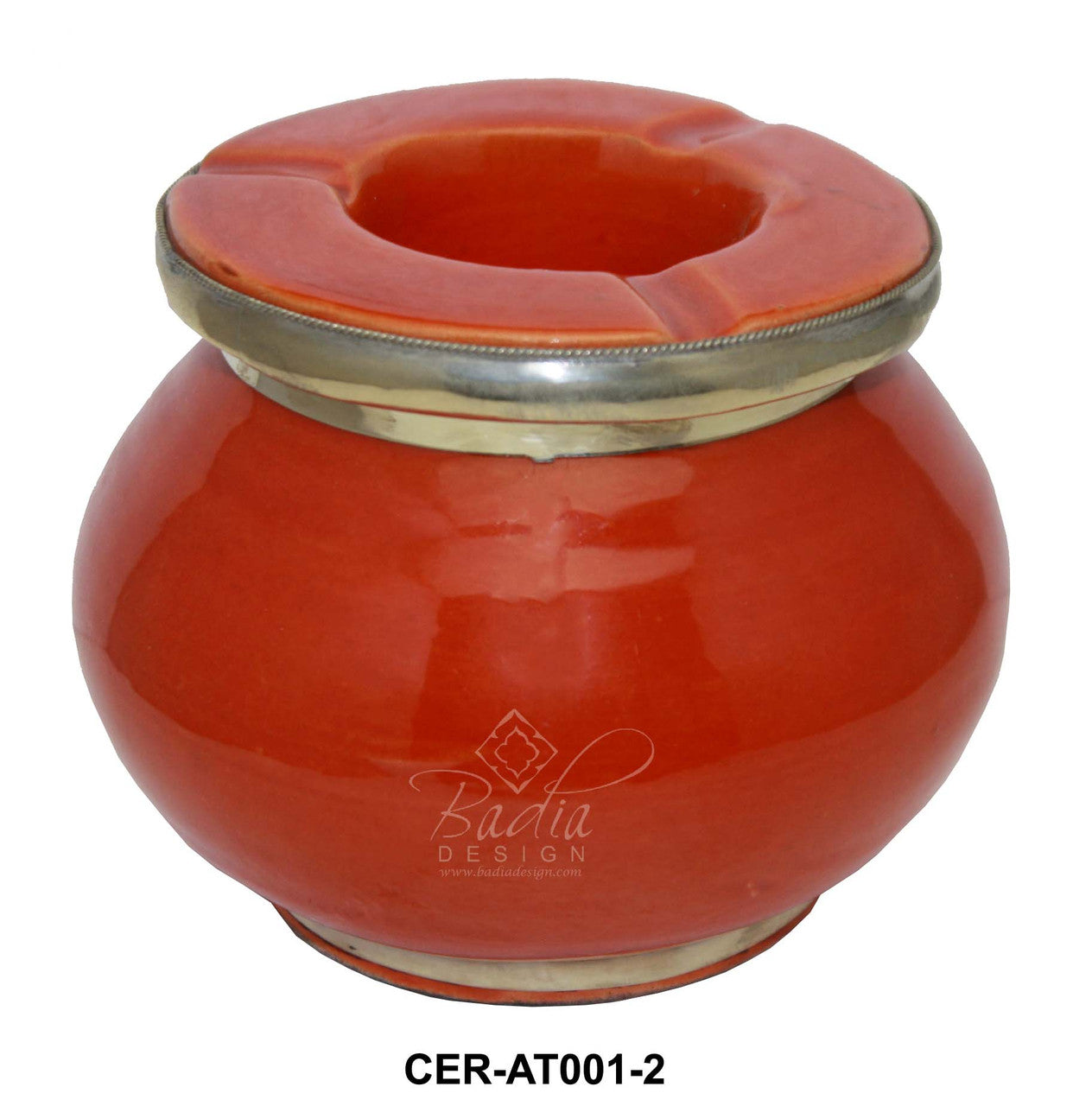 Ceramic Ashtray with Metal Rim