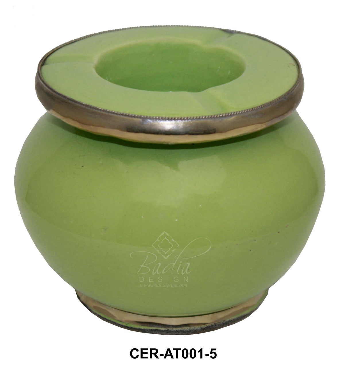 Ceramic Ashtray with Metal Rim