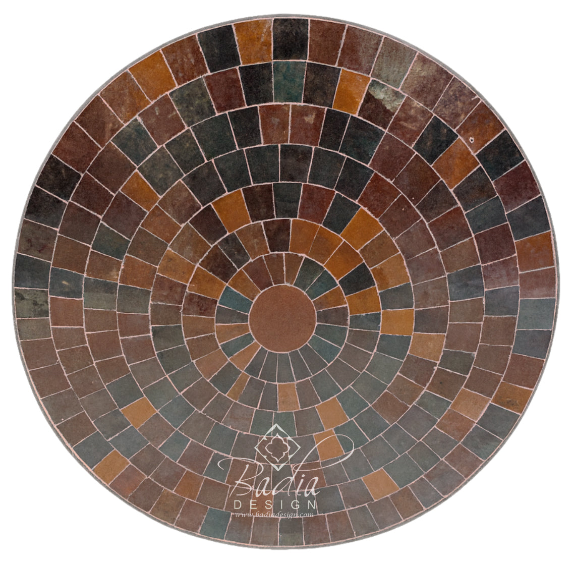 24" Round Brown Multi-Shade Tile Table Top