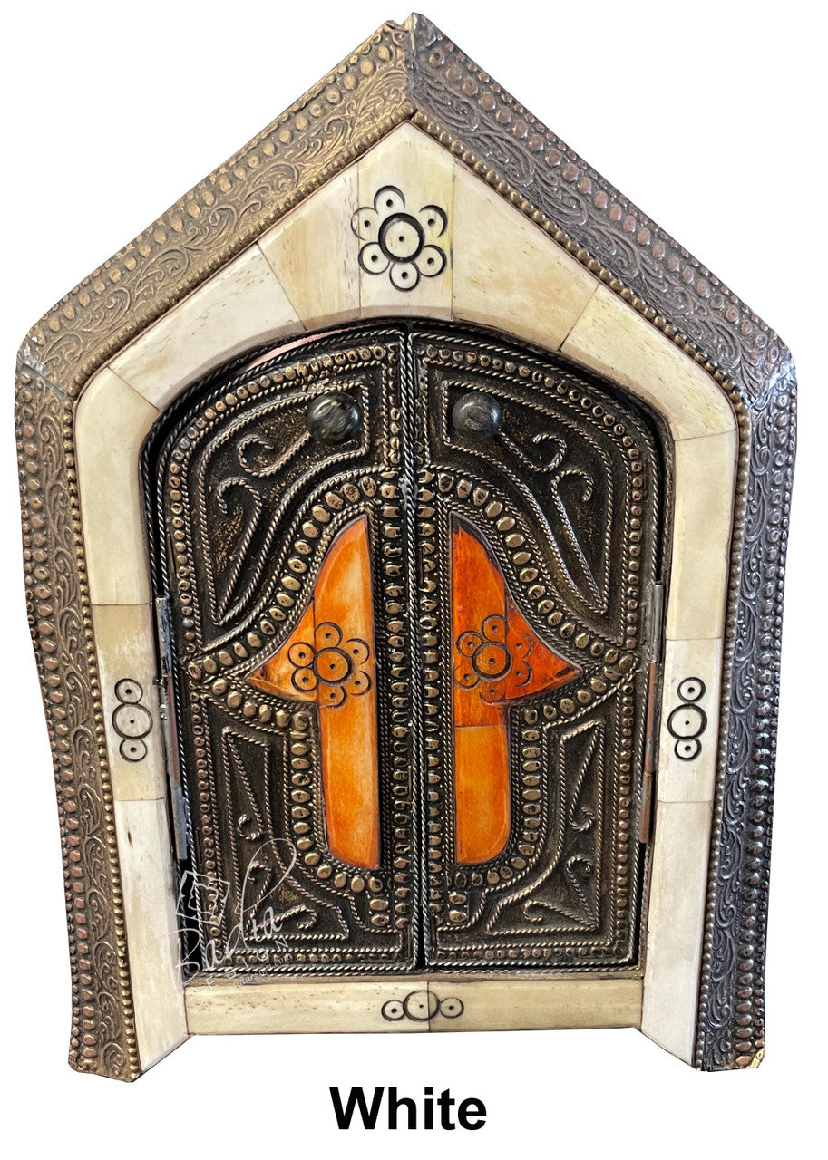 Decorative Orange White Bone Inlay Mirror