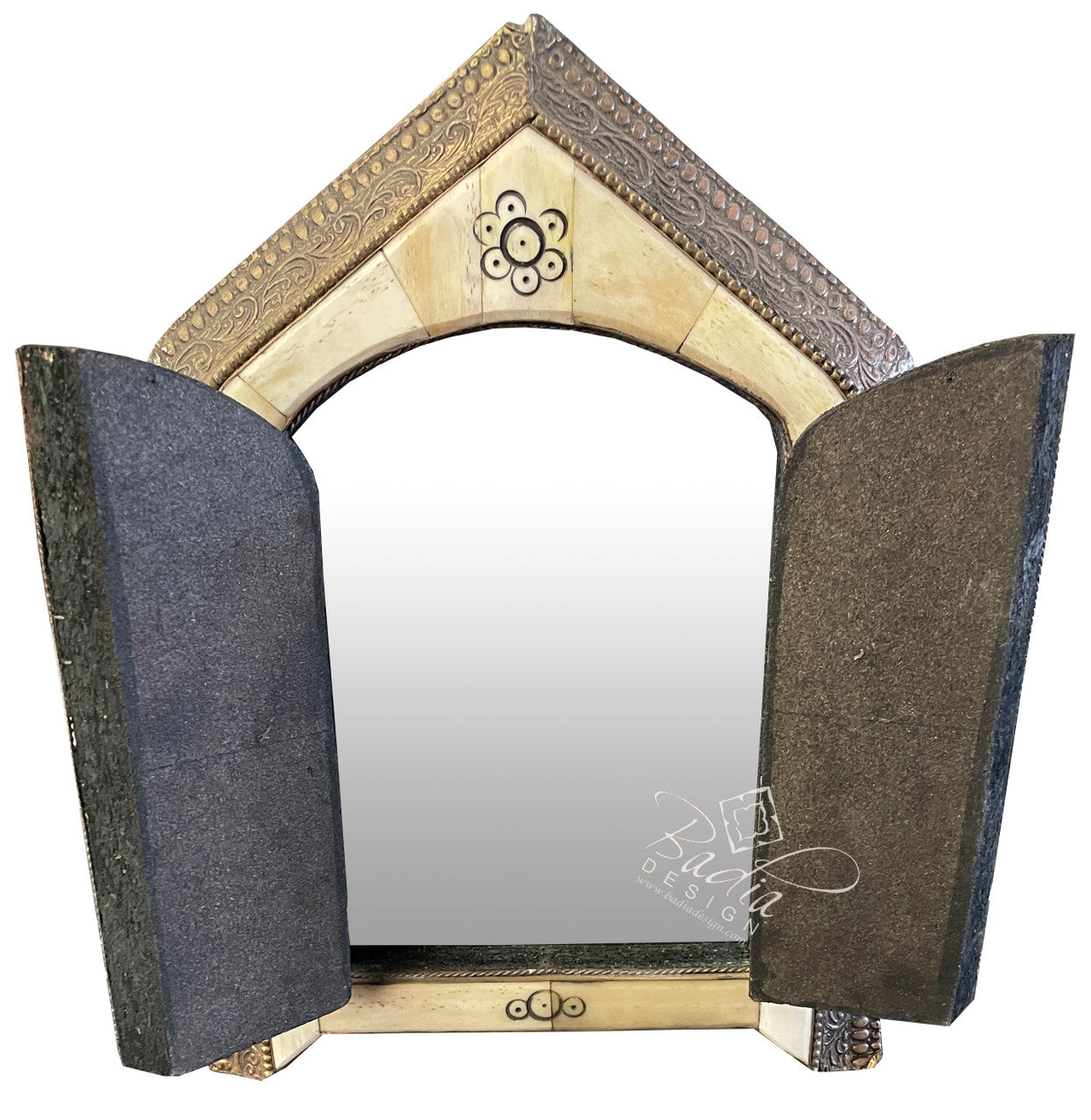 Decorative Orange White Bone Inlay Mirror