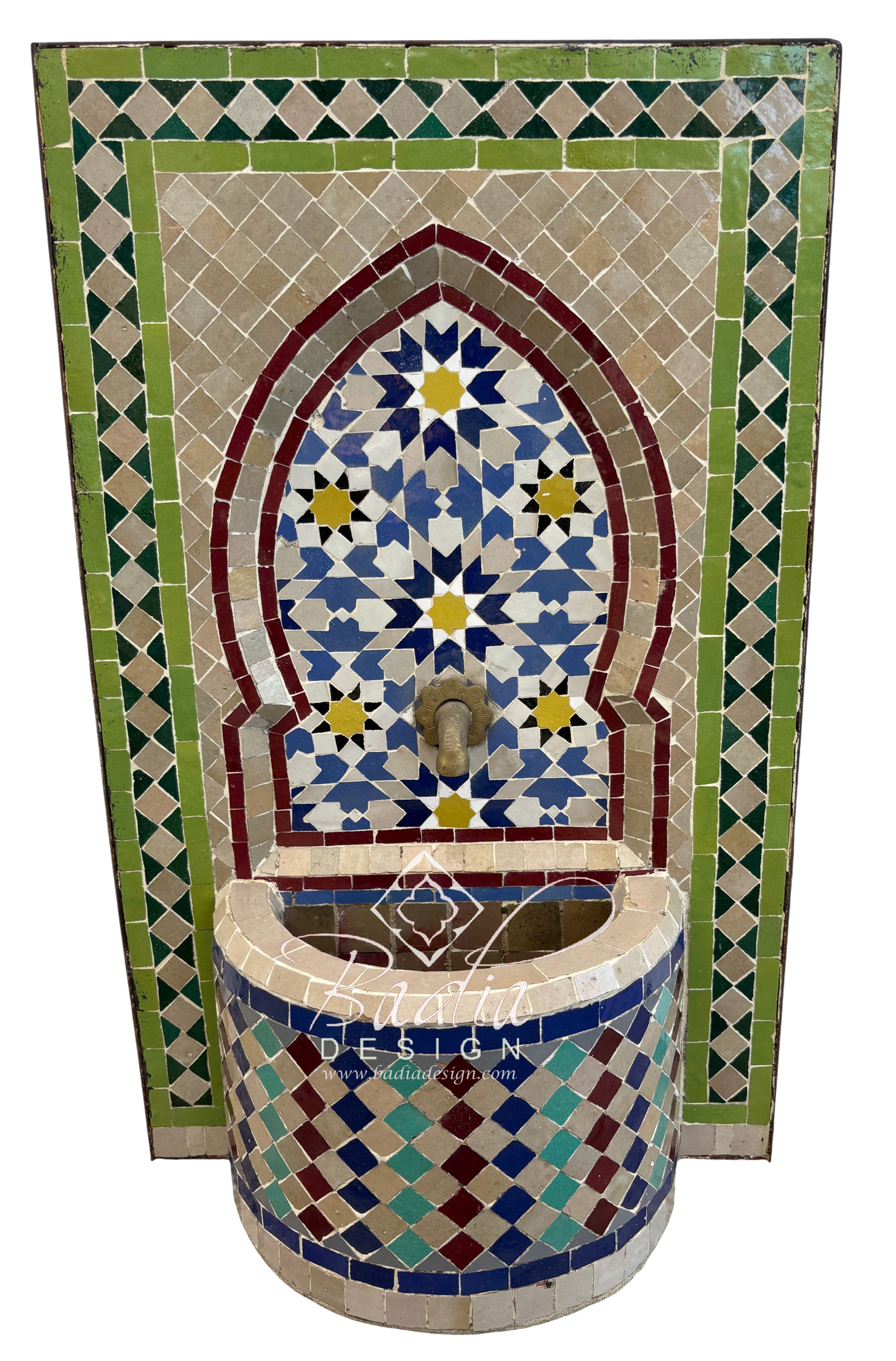 Small Moroccan Multi-Color Mosaic Tile Water Fountain