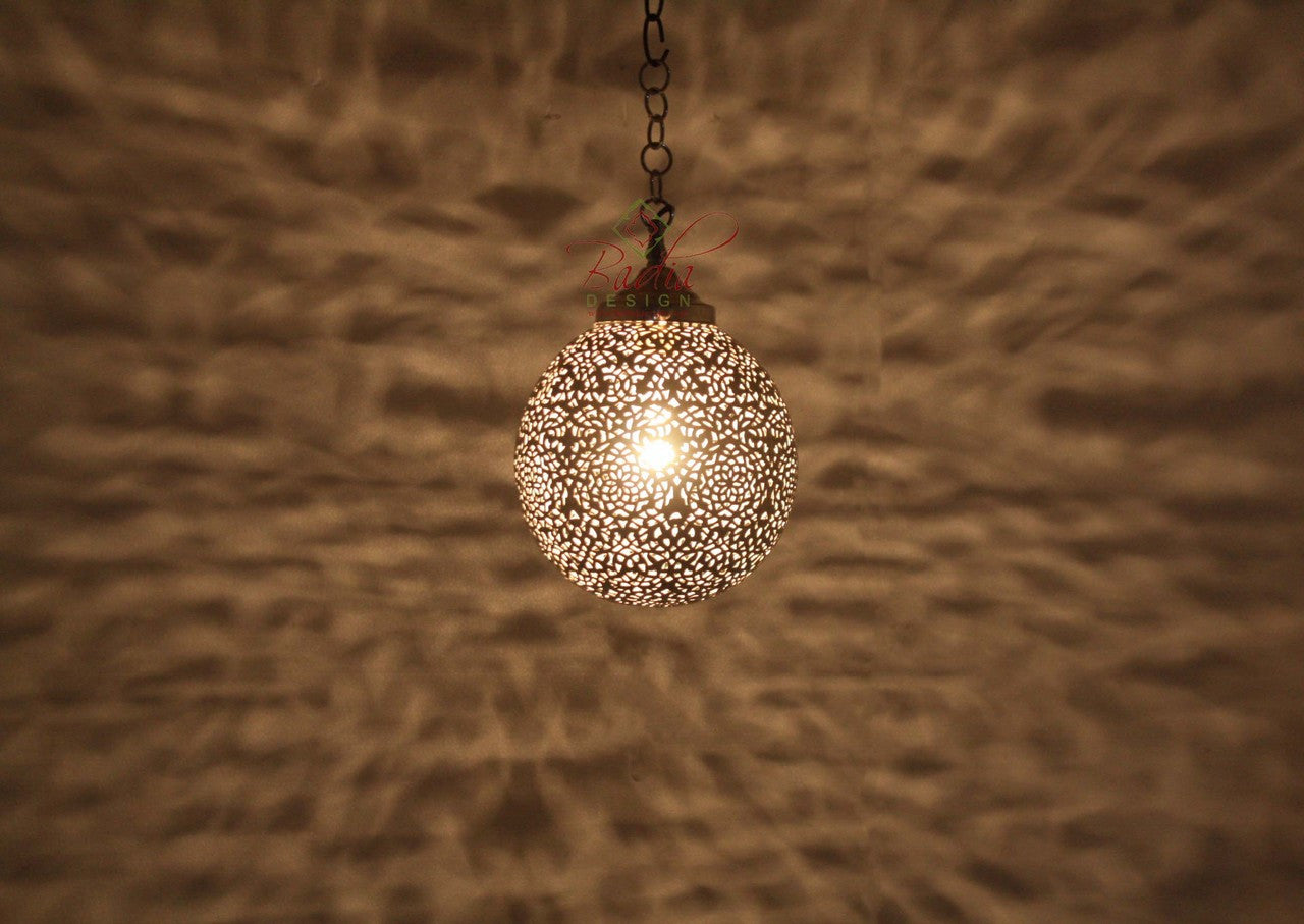Round Silver Pendant Light