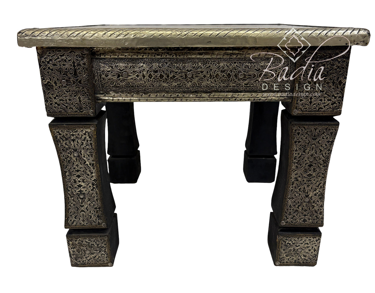 Decorative table with intricate carvings and &