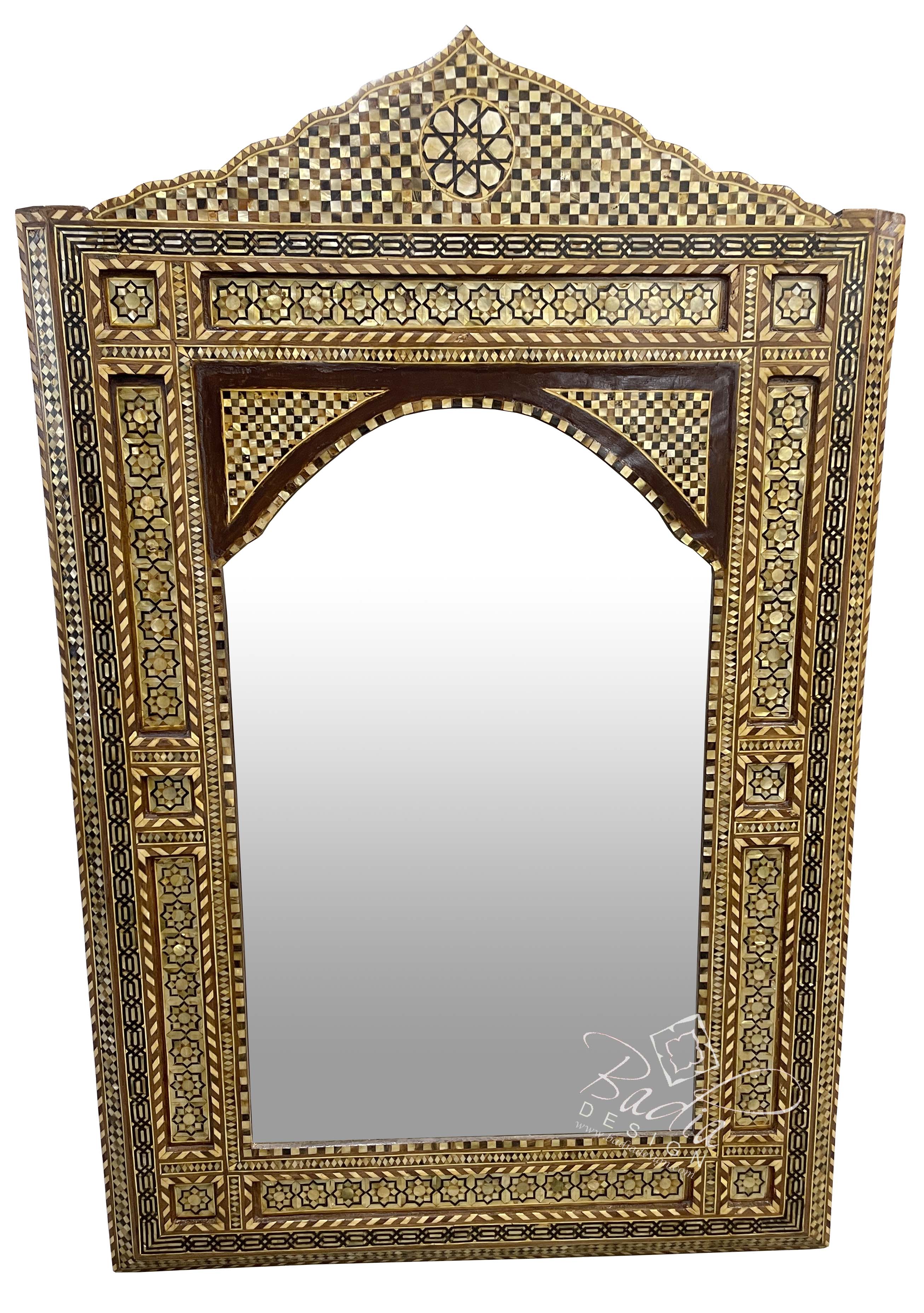 Rectangular Shaped Syrian Design Mother of Pearl Inlay Mirror