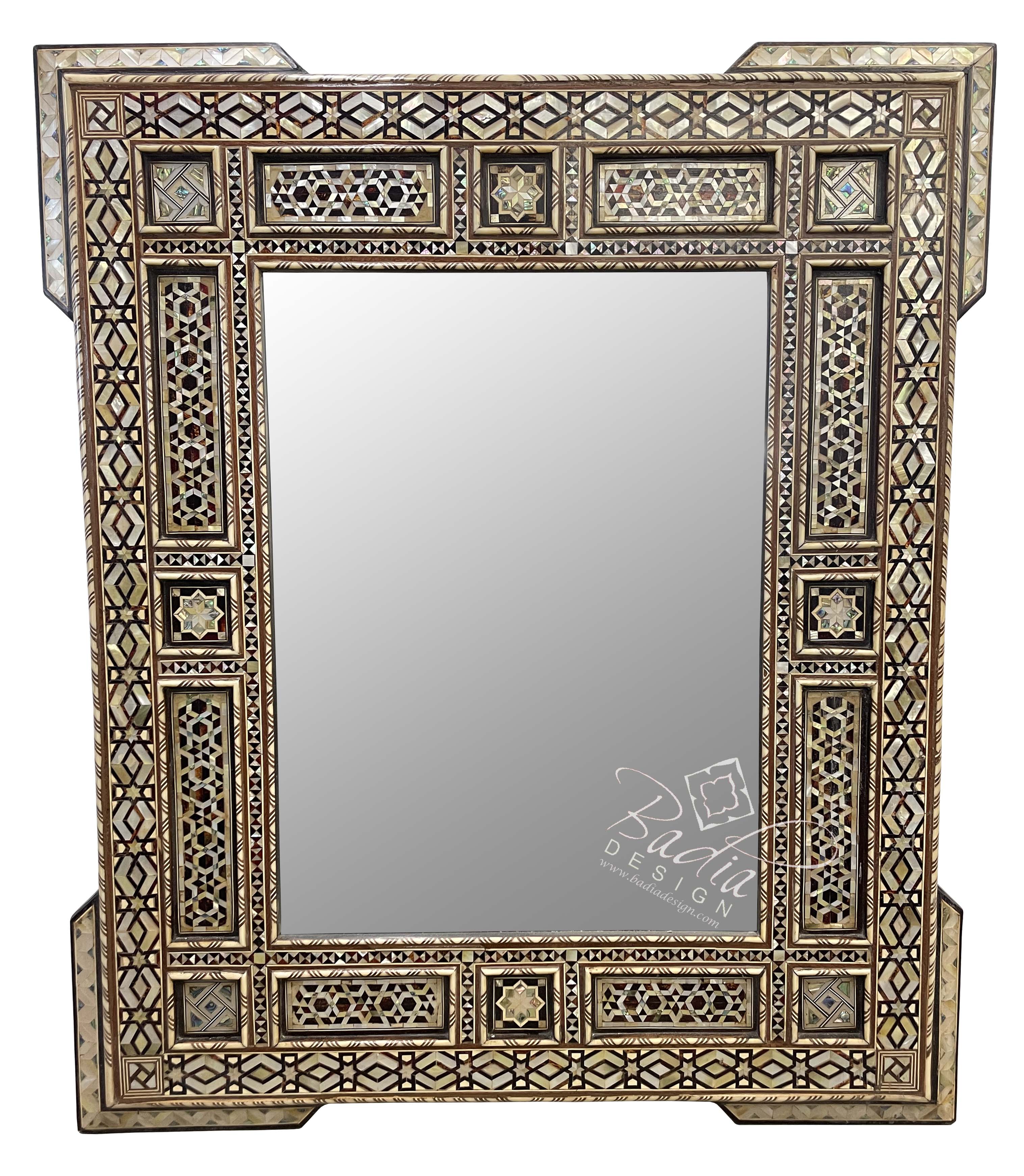 Intricate Rectangle Mother of Pearl Inlay Mirror