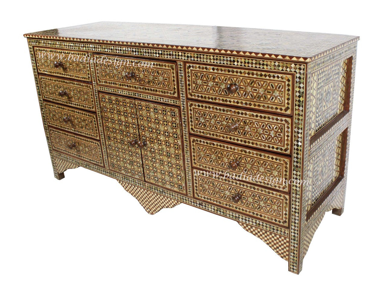 Vintage Ornate Handmade Syrian Inlay Cabinet