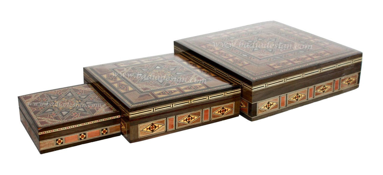 Square Shaped Inlaid Wooden Jewelry Box