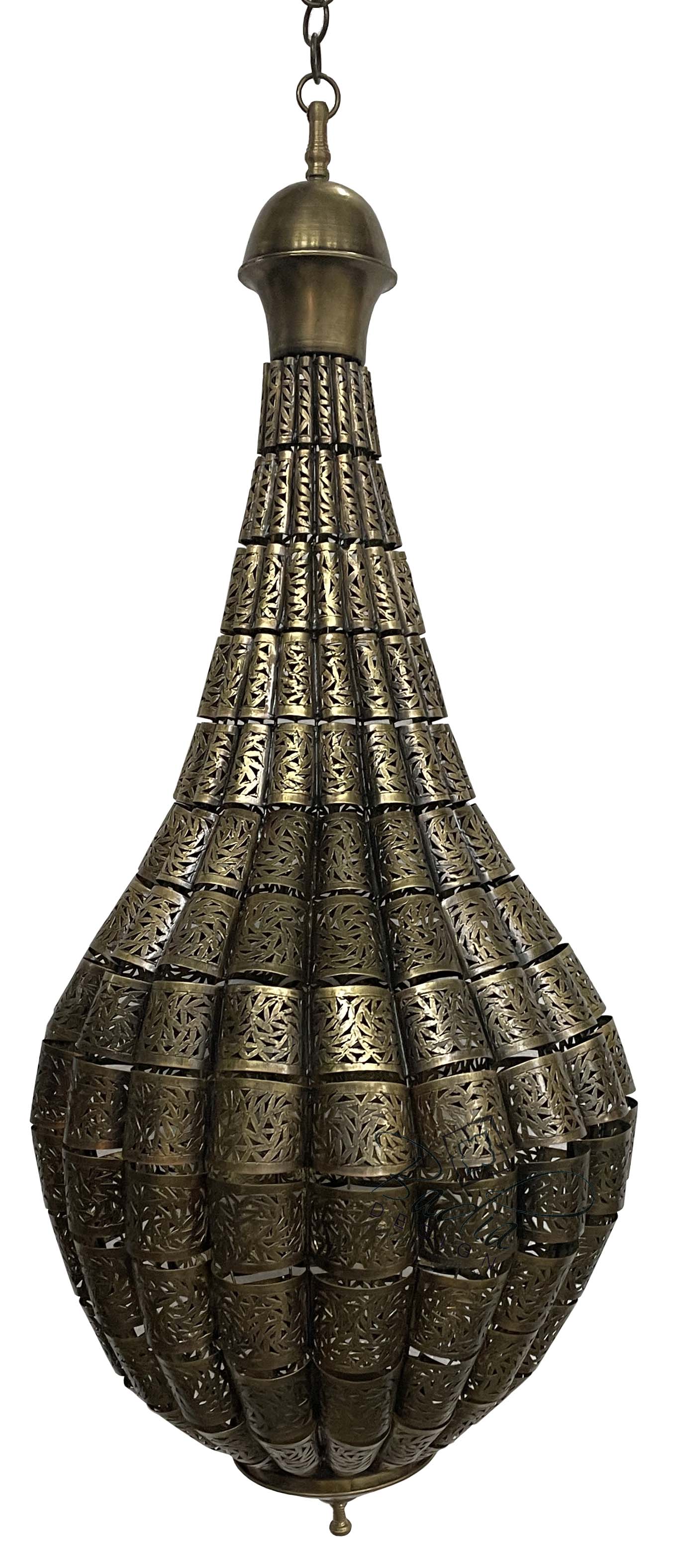 Tall Intricately Designed Brass Chandelier