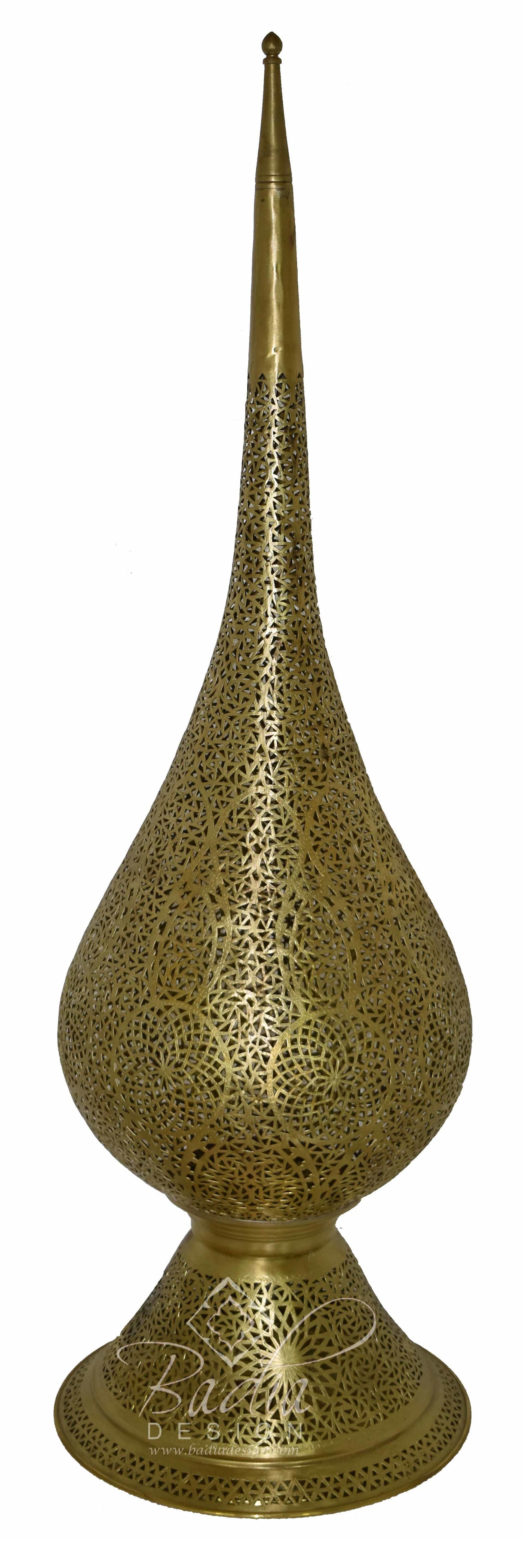 Tall Intricately Designed Brass Desktop Lantern